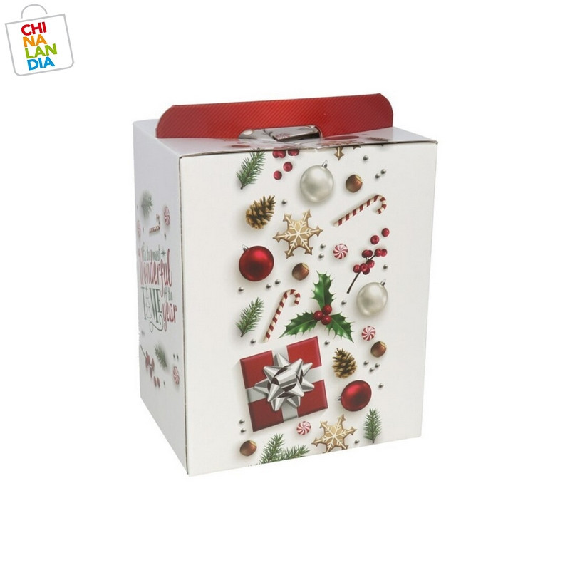 CAJA P/ PANETTONE CM.28X20,5X34H DECOR NAVIDAD BLA 3.95€ | CHINALANDIA