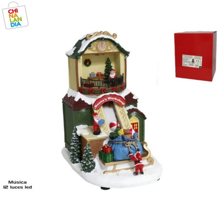 ESCENA FABRICA SANTA CLAUS DEC. 12LED/MUSIC 19X15X 29.95€ | CHINALANDIA