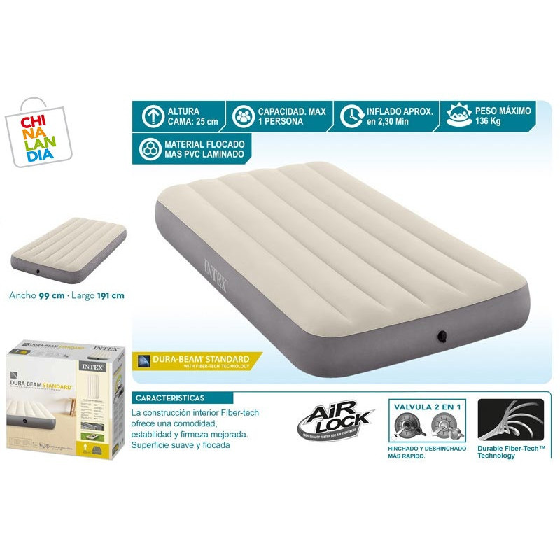 CAMA DE AIRE DURA-BEAM STANDARD 99x191x25CM 17,95€|CHINALANDIA CAMA DE AIRE DURA-BEAM STANDARD 99x191x25CM 17,95€|CHINALANDIA