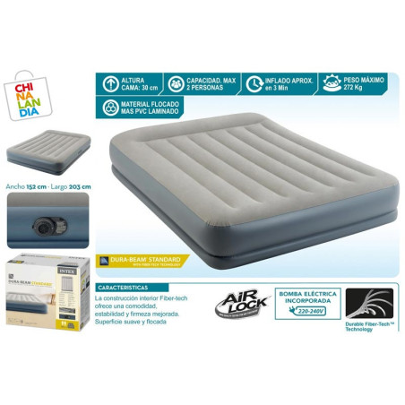 CAMA DE AIRE DURA-BEAM STANDARD C/BOMBA ELECTRICA 152X203X30CM 55,00€|CHINALANDIA