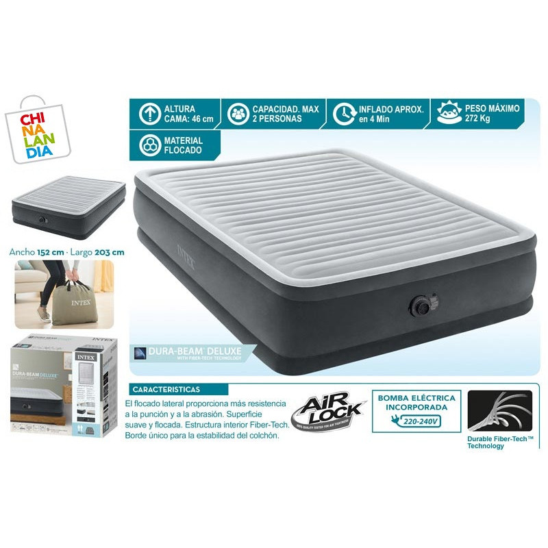 CAMA AIRE FIBER-TECH COMFORT PLUSH 152X203X46CM C/BOMBA ELECTRICA 77,95€|CHINALANDIA CAMA AIRE FIBER-TECH COMFORT PLUSH 152X203X46CM C/BOMBA ELECTRICA 77,95€|CHINALANDIA