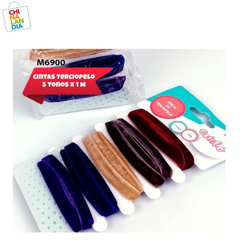CINTA TERCIOPELO 5 TONOS X 1M 1,00€|CHINALANDIA CINTA TERCIOPELO 5 TONOS X 1M 1,00€|CHINALANDIA