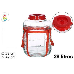 BOTE CRISTAL CON ASA ROJA 28L 30x30x43CM 36,95€|CHINALANDIA