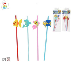 CAÑITA 25 CM X4 DECORADOS COLOR SURTIDOS 1,00€|CHINALANDIA
