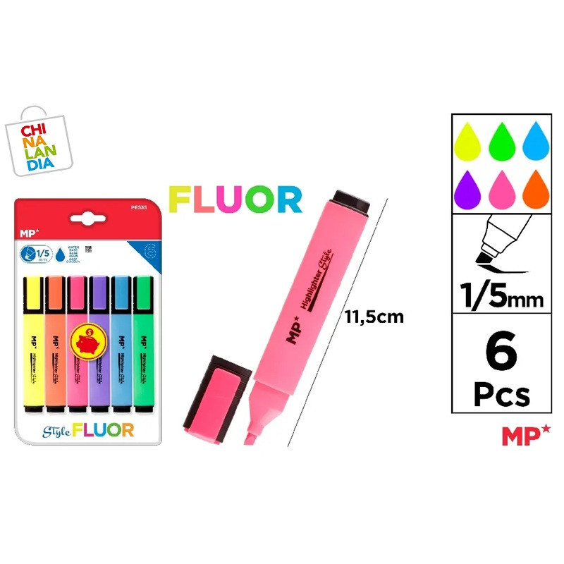 MARCADOR FLUORESCENTE 6 U PACK AHORRO 2,60€|CHINALANDIA MARCADOR FLUORESCENTE 6 U PACK AHORRO 2,60€|CHINALANDIA