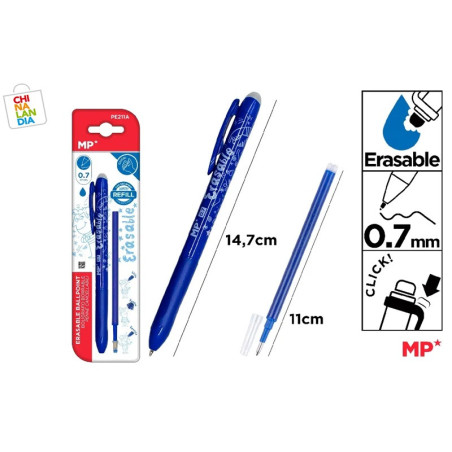 BOLIGRAFO BORRABLE CLICK AZUL + RECAMBIO 1,60€|CHINALANDIA