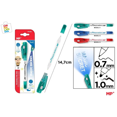BOLÍGRAFO TINTA INVISIBLE MAGIC SECRET 2 EN 1 1,15€|CHINALANDIA