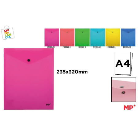 CARPETA SOBRE CON BOTÓN VERTICAL A4 COLOR 0,55€|CHINALANDIA