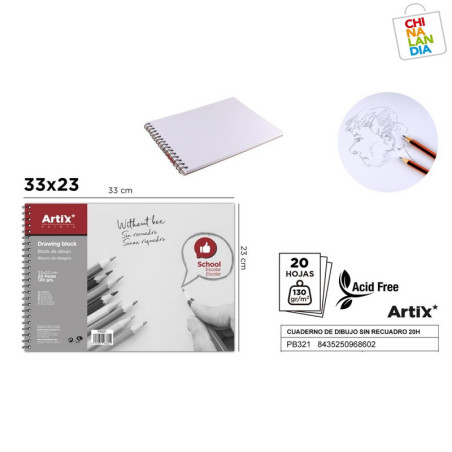 BLOCK DE DIBUJO SIN RECUADRO 20 HOJAS 1,45€|CHINALANDIA
