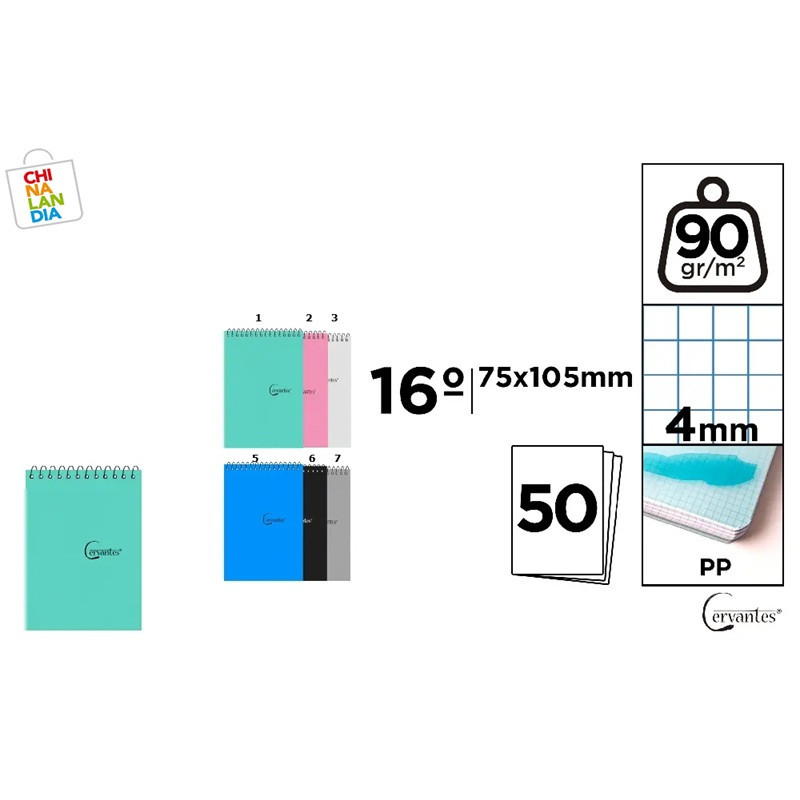 BLOCK PP DIECISEISAVO 50 HOJAS CUADRÍCULA 0,95€|CHINALANDIA BLOCK PP DIECISEISAVO 50 HOJAS CUADRÍCULA 0,95€|CHINALANDIA