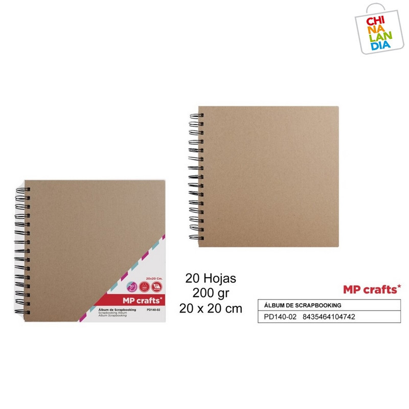 ÁLBUM PARA SCRAPBOOKING KRAFT 20 X 20 CM 3,75€|CHINALANDIA