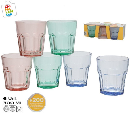 SET 6 VASOS EVEREST 300 ML COLOR 4,40€|CHINALANDIA
