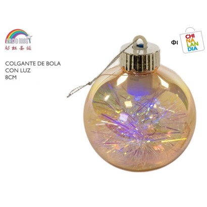 COLGANTE DE BOLAS CON LUZ 8CM