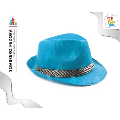 SOMBRERO FEDORA CELESTE