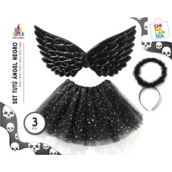 SET TUTU ANGEL NEGRO 3PC