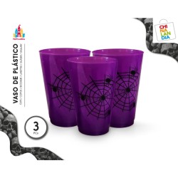 VASOS HALLOWEEN 3PZAS MORADO