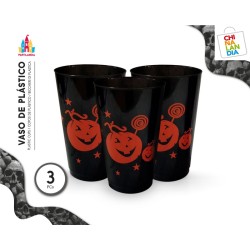 VASOS HALLOWEEN 3PZAS NEGRO