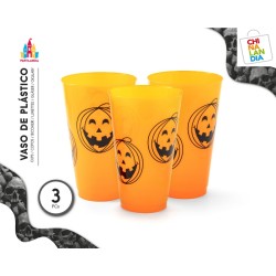 VASOS HALLOWEEN 3PZAS NARANJA