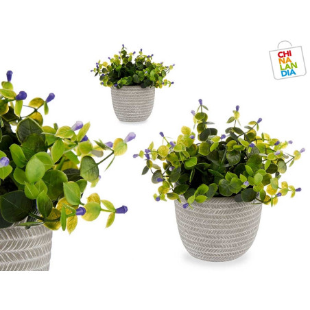 PLANTA VERDE FLOR LILA CON MACETA GRIS 8,95€ | CHINALANDIA