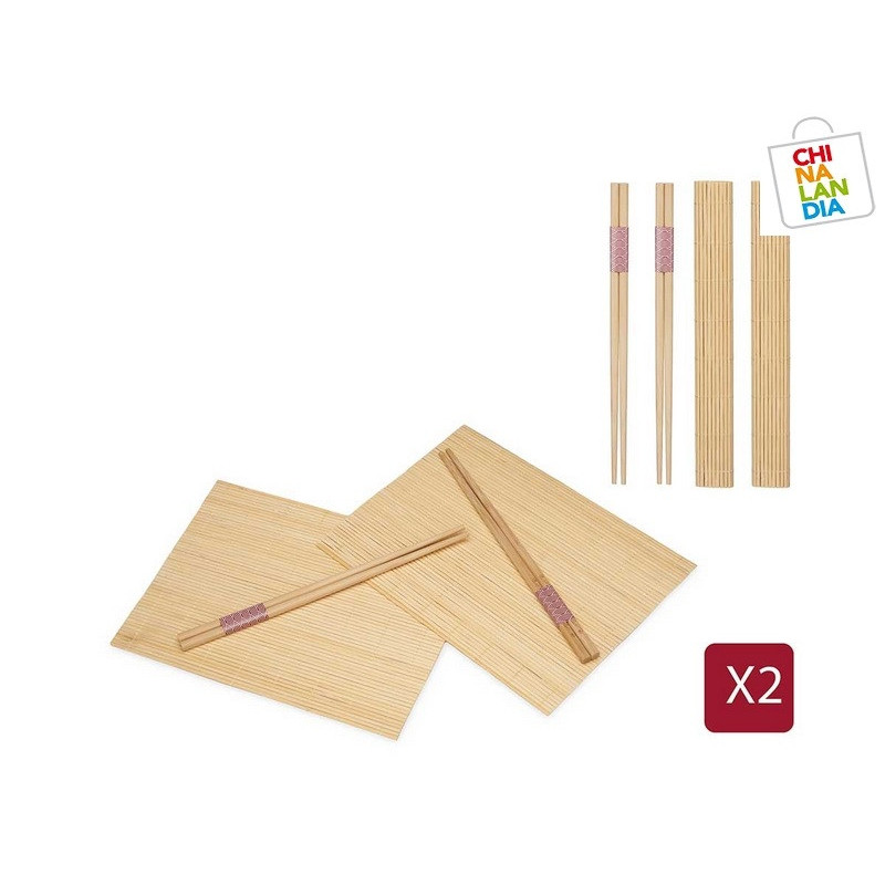 JUEGO 4 PALILLO Y 2 SALVAMANTEL BAMBU 1,95€ | CHINALANDIA