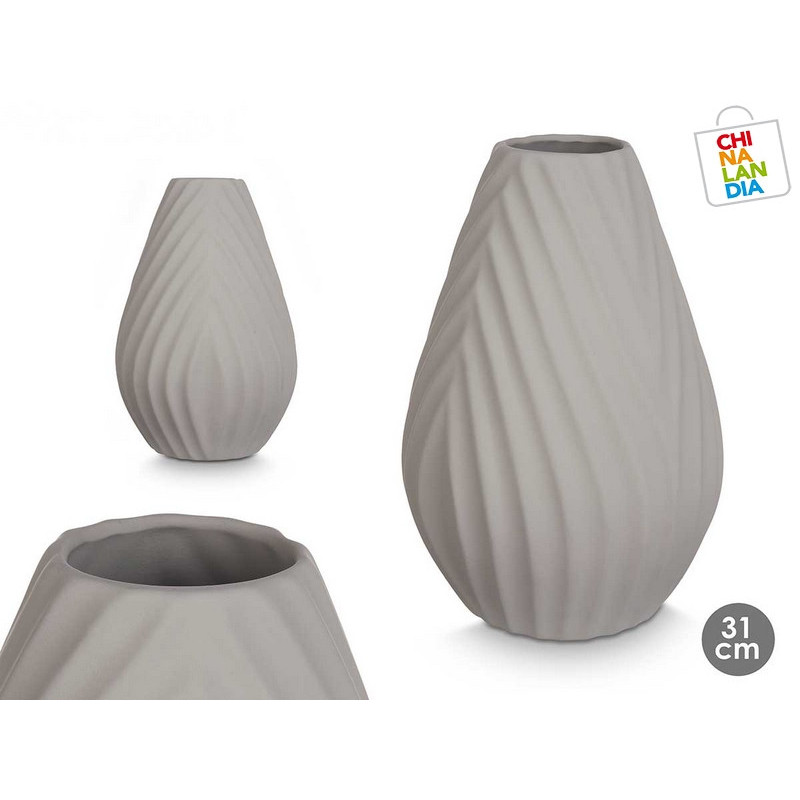 JARRON CERAMICA RAYA DIAGONAL 31 CM GRIS 13,95€ | CHINALANDIA