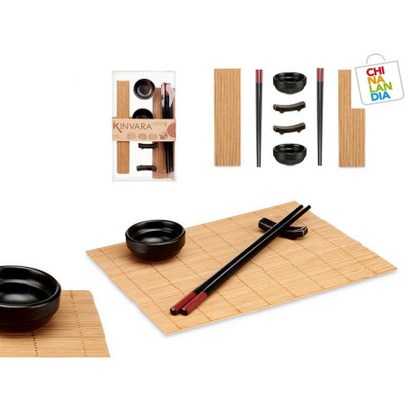 SET SUSHI CERAMICA Y BAMBU 8 PIEZAS 7,95€ | CHINALANDIA