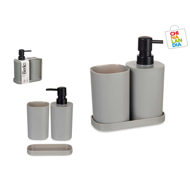 SET 3 PZS BAÑO PLASTICO GRIS 3,55€ | CHINALANDIA