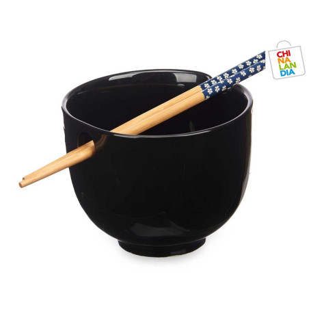 BOWL PORCELANA ASIATICO NEGRO PALILLOS 6,50€ | CHINALANDIA