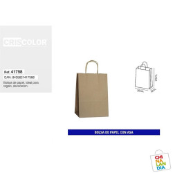 BOLSA PAPEL CON ASA 20X24+8 KRAFT 0,30€ | CHINALANDIA