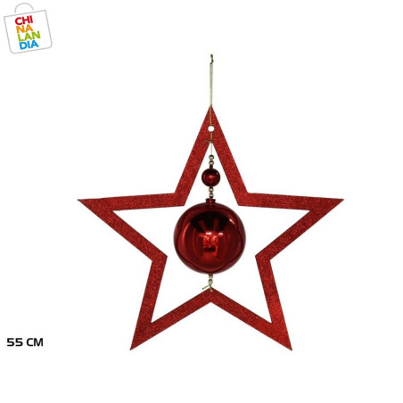 COLGANTE ESTRELLA C/ BOLA ROJO 55 CM 17.70€ | CHINALANDIA