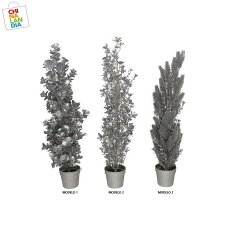 MACETA CON PLANTA METALICA PLATA 55CM 7.75€ | CHINALANDIA