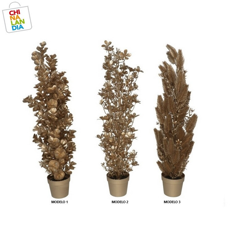 MACETA CON PLANTA METALICA CHAMPAGNE 55CM 7.75€ | CHINALANDIA