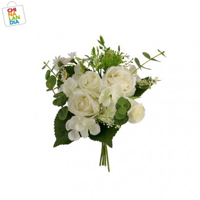 RAMO ATADO ROSAS BLANCO 35CM