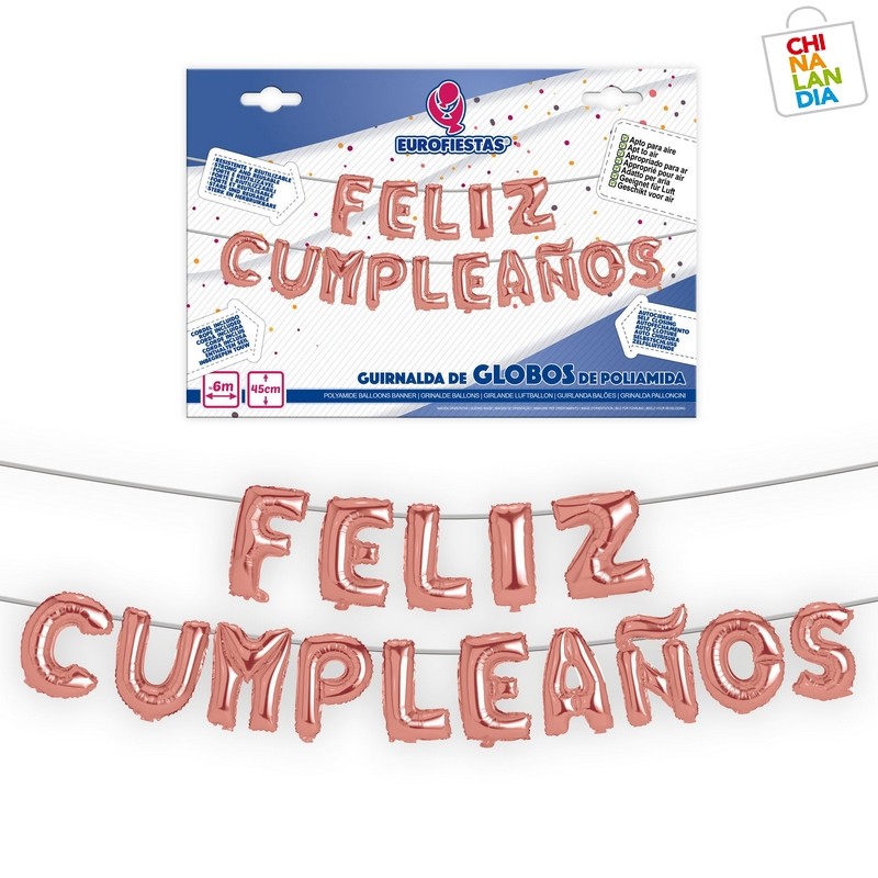 Set Globos Letras Feliz Cumpleaños