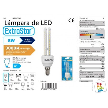 LAMPARA DE LED E14/8W LUZ...
