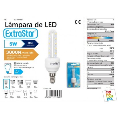 LAMPARA DE LED E14/5W LUZ...