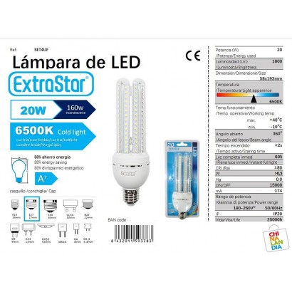 LAMPARA DE LED E27/20W LUZ...