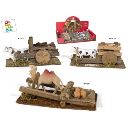 ANIMAL CON CARRO 18X8X8CM 3...